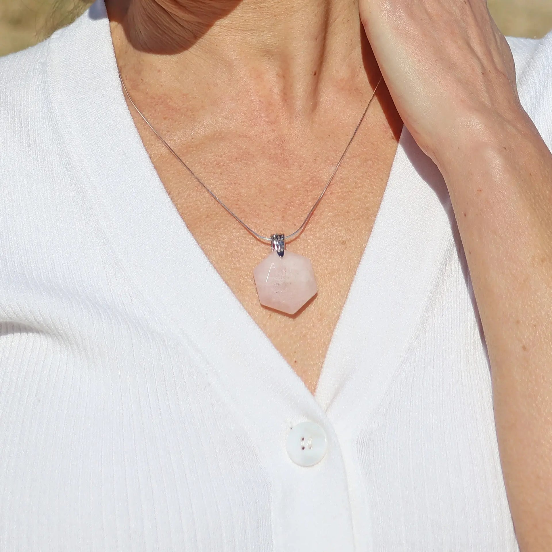 Harmonywear® Rose Quartz Faceted Hexagon