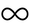A simple black infinity symbol on a plain white background.